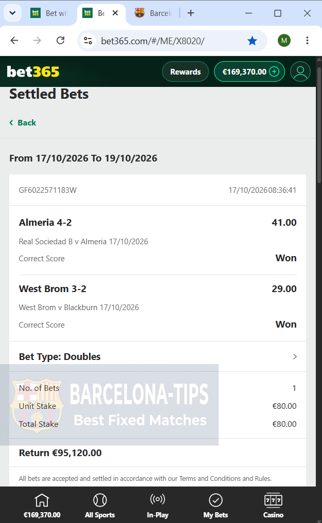 Correct score fixed matches 17.10.2026